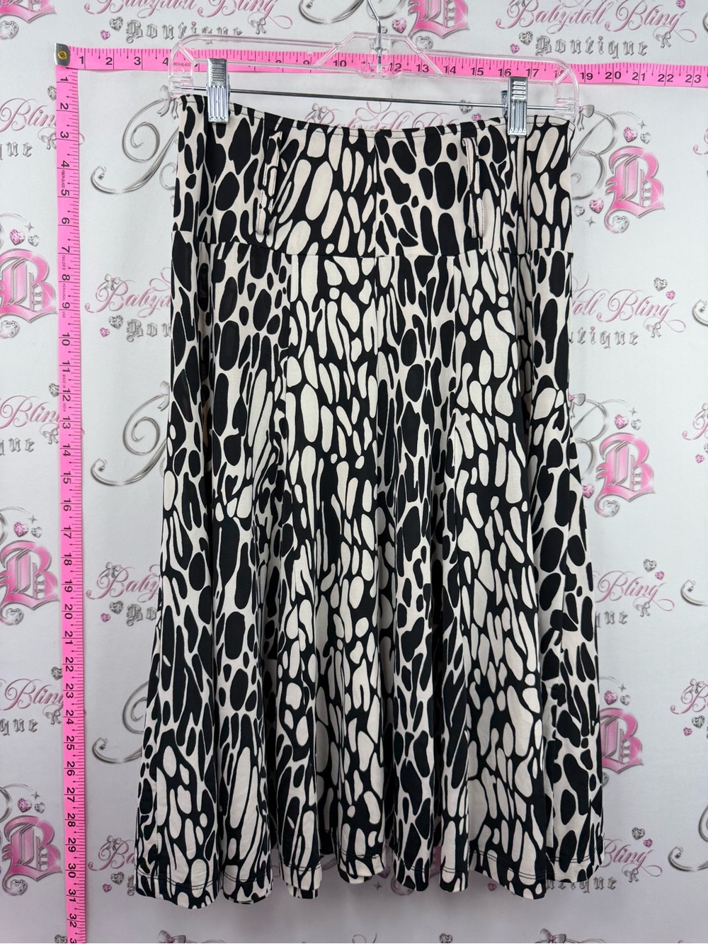 Lapis skirt dotted swirl style Black and Cream Abstract Print Skirt